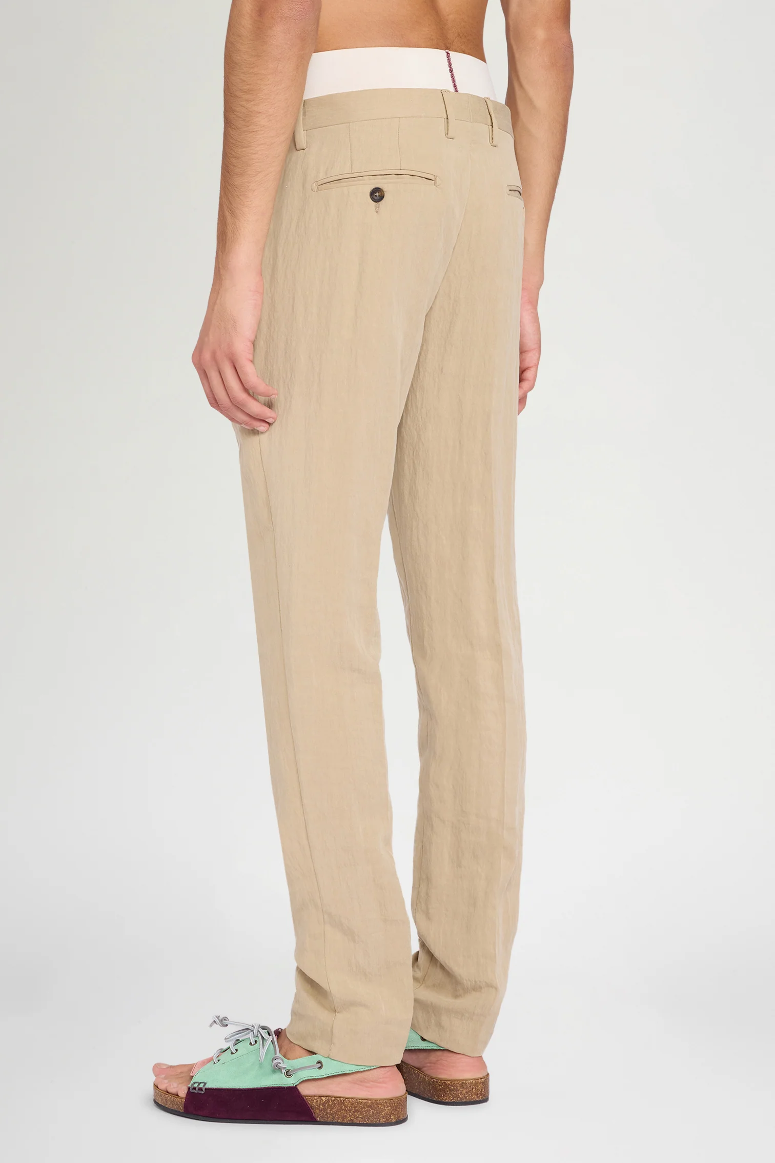 Beige Straight-Leg Tailored Trousers - Image 3