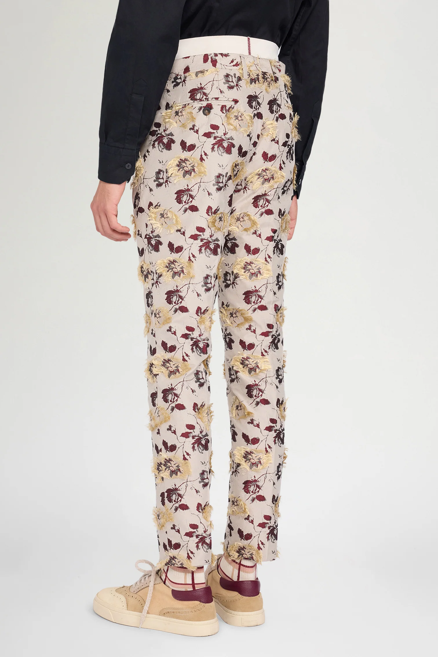 Floral Jacquard Straight-Leg Tailored Trousers - Image 3