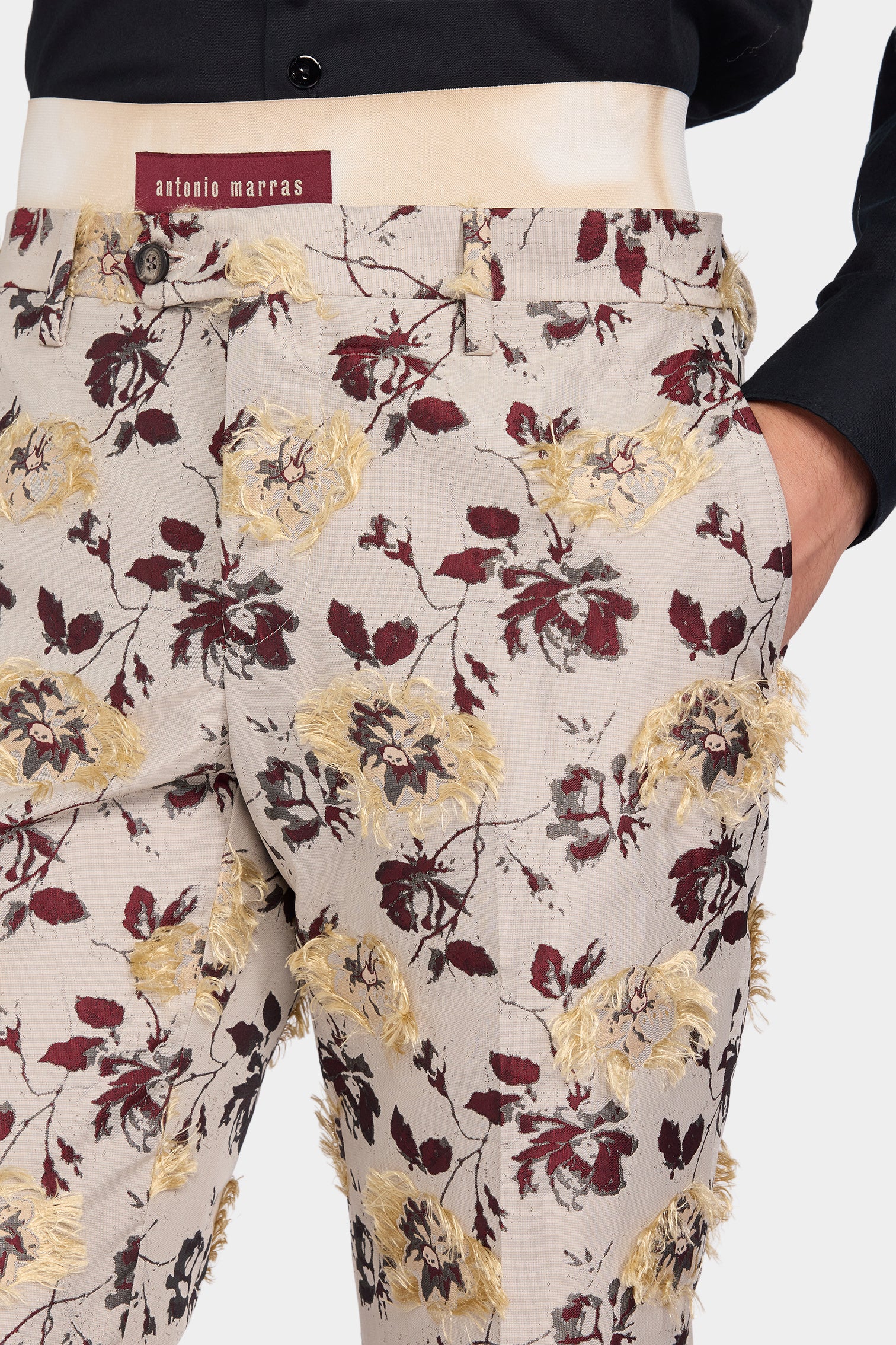 Floral Jacquard Straight-Leg Tailored Trousers - Image 4