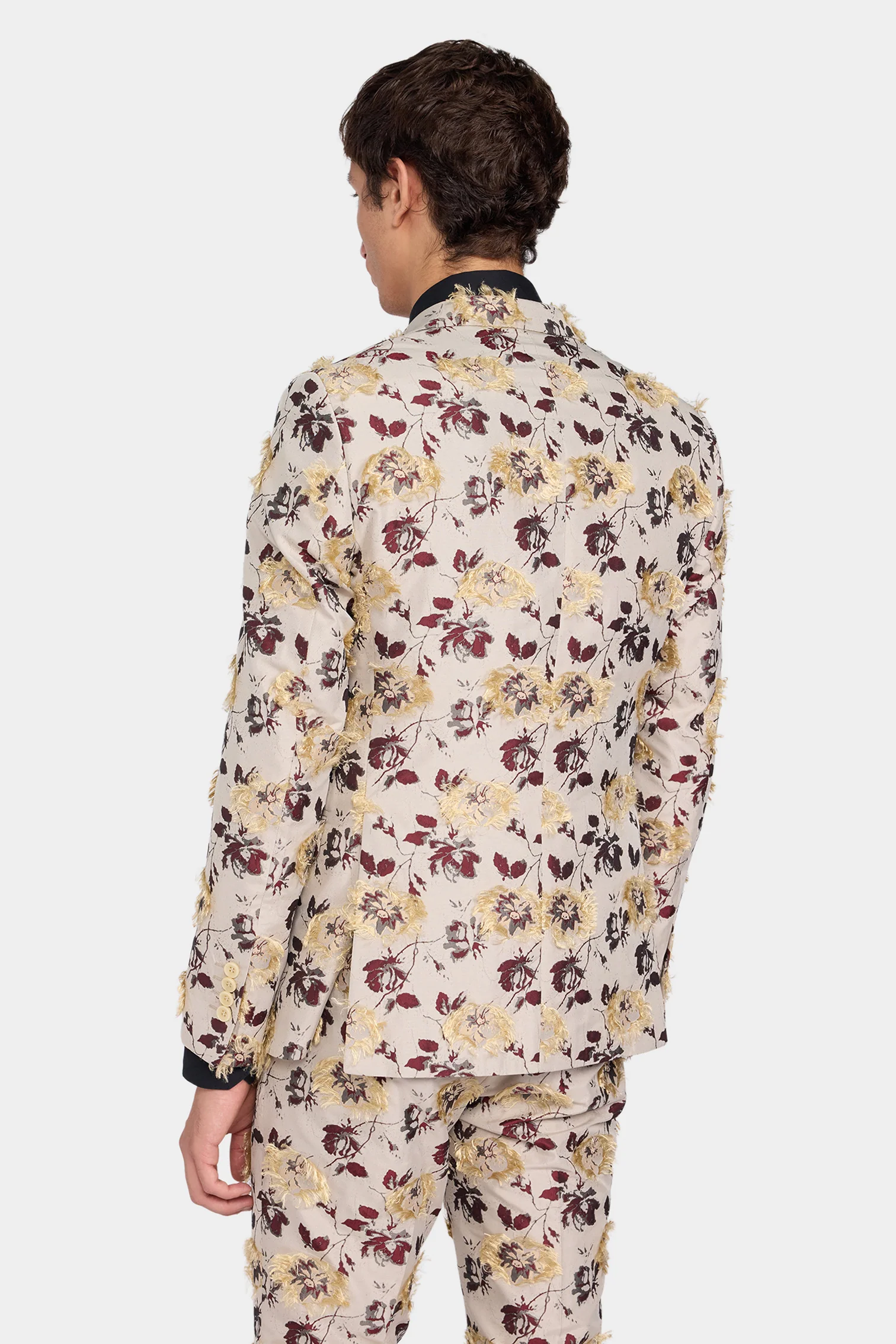 Frayed Floral Jacquard Blazer - Image 3