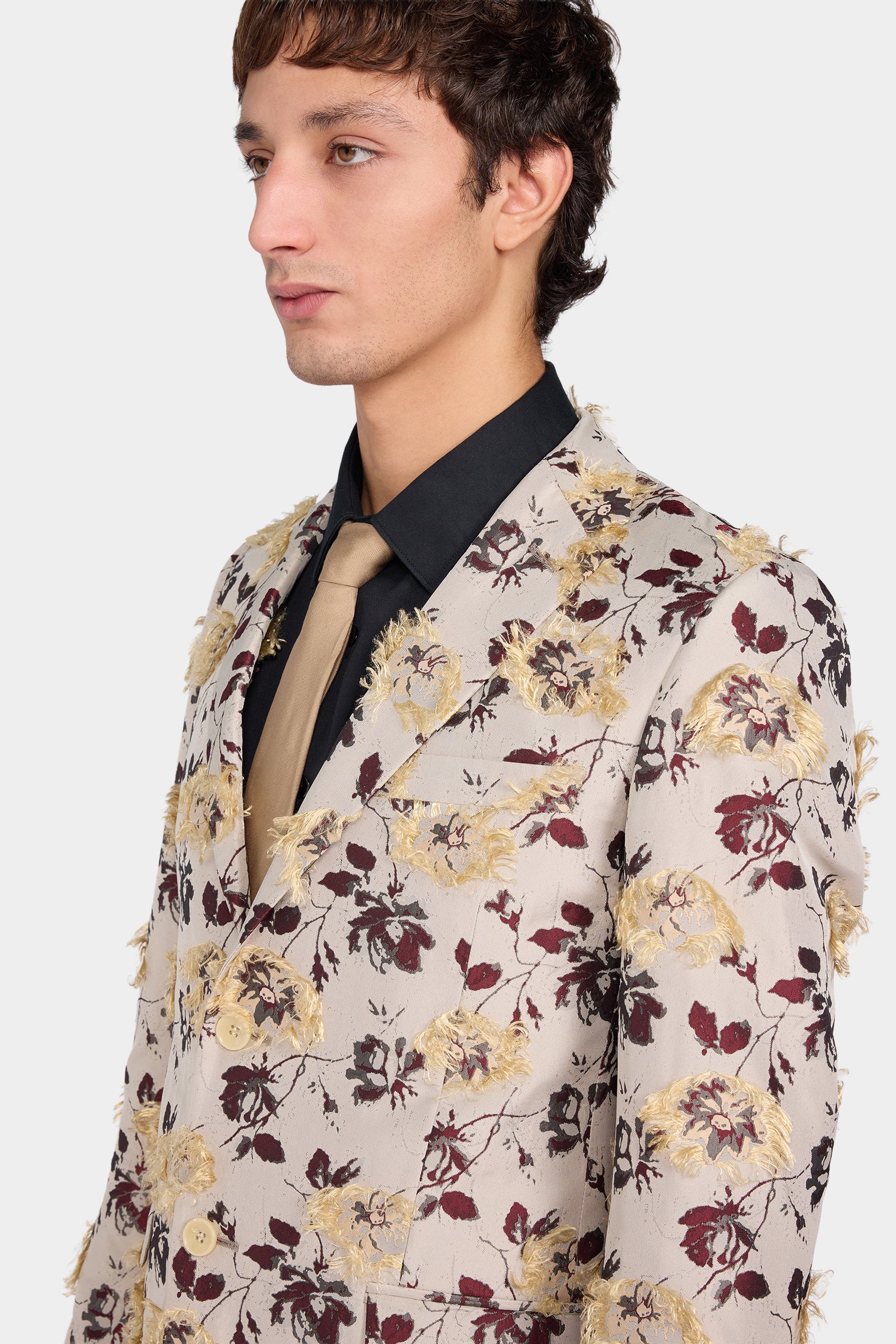 Frayed Floral Jacquard Blazer - Image 4