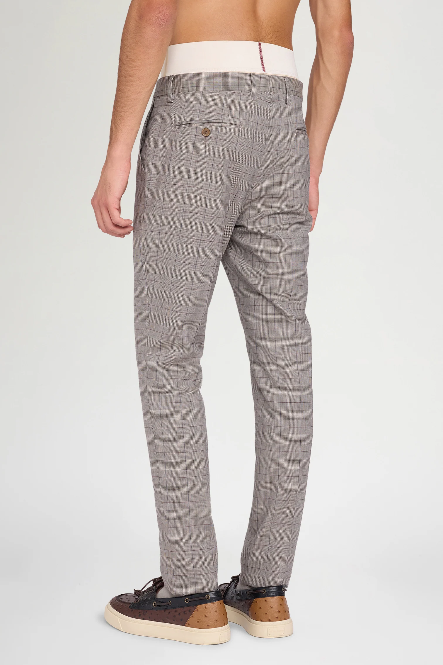 Grey Checked Straight-Leg Tailored Trousers - Image 3