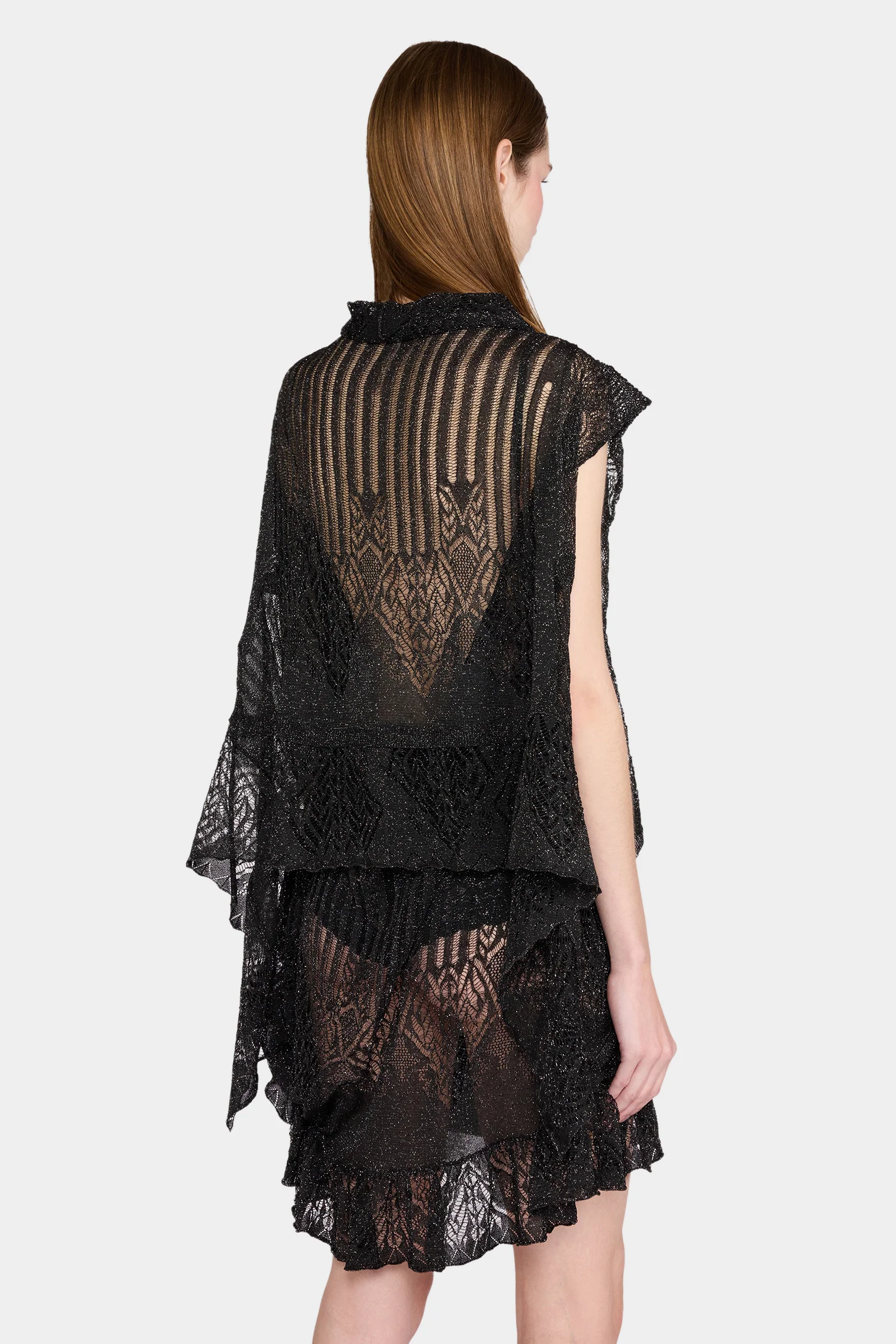 Sheer Lace Short-Sleeve Cardigan - Image 3