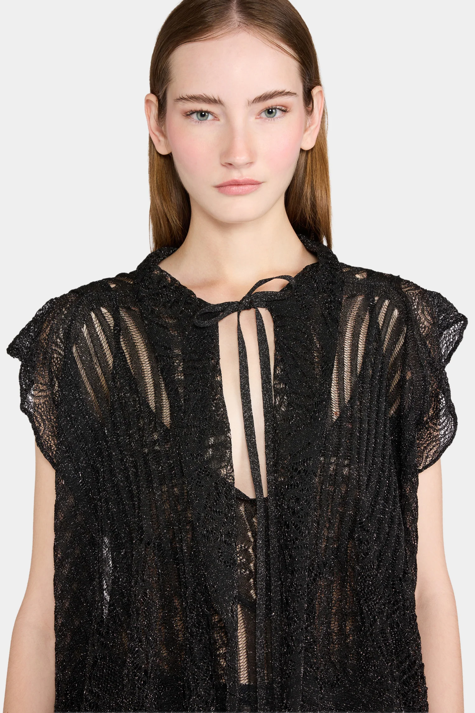 Sheer Lace Short-Sleeve Cardigan - Image 4